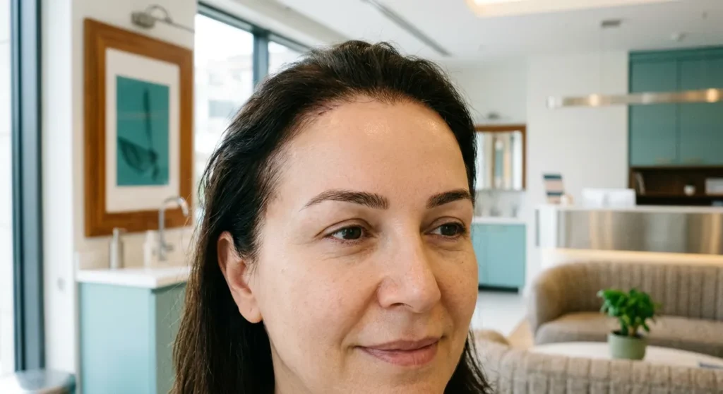 Surgeon marking forehead lift incision lines